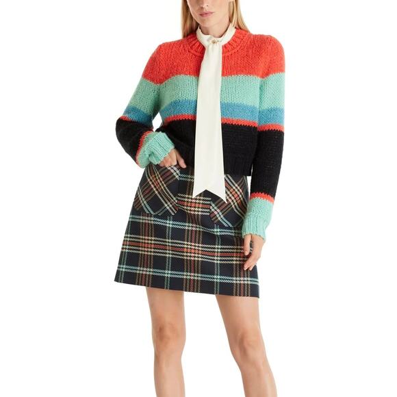 Marc Cain Colorblock Knit Cotton Alpaca Crewneck Sweater - Picture 10 of 12